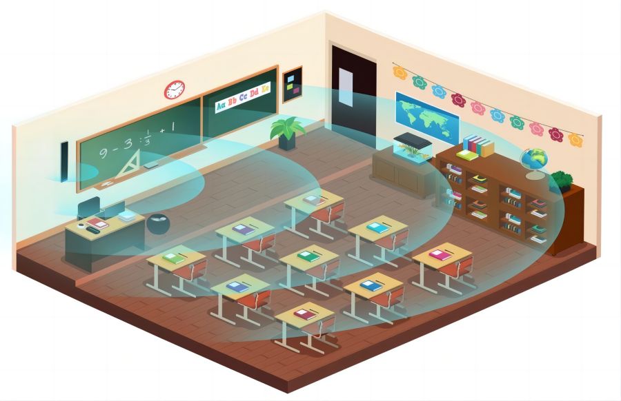 教室均衡擴聲系統在教室一側安裝