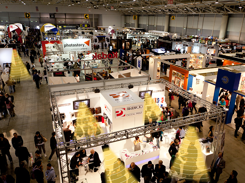 展會定向音響，聲場分區示意圖