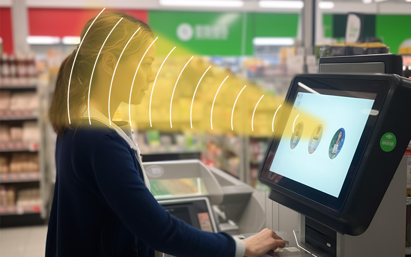 集成定向揚聲器的自助收銀機